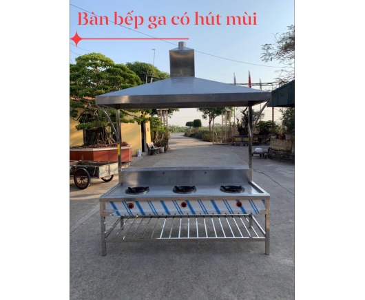 Bàn bếp ga công nghiệp có hút mùi - Industrial gas stove with hood